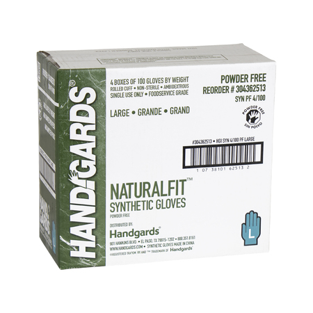 HANDGARDS Handgards Naturalfit Powder Free Large Synthetic Glove, PK400 304362513
